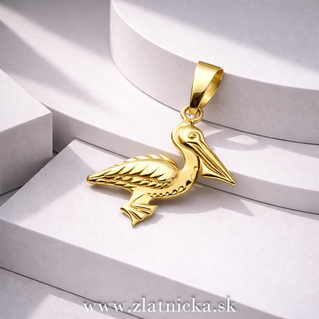 Zlatý prívesok pelikán na mieru – výroba prívesku na zákazku